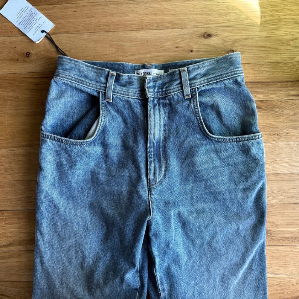 RE/DONE 70s Ultra High Rise Cuffed Bell Bottom Blue Jean Denim Womens Size 28 - Picture 4 of 9